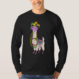 Beads & Mask Mardi Gras Llama For Men Women T-Shirt