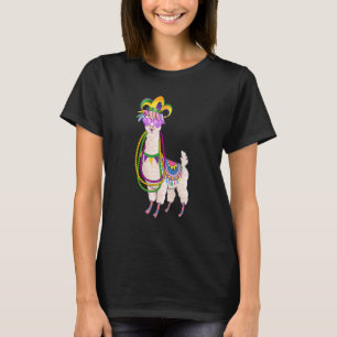 Beads & Mask Mardi Gras Llama For Men Women T-Shirt