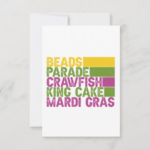 Beads Parades King Cake Crawfish Mardi Gras Gift Thank You Card