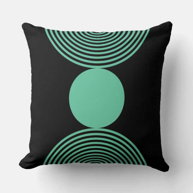 Beads Pattern In Black And Turquoise Throw Pillow (Front)