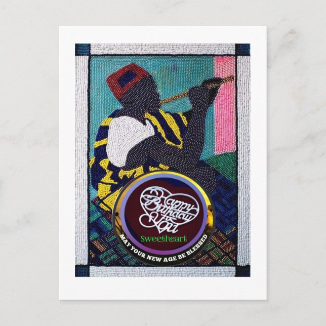 Beadwork&Handcut scrollsaw work 5"x7" birthday   Postcard (Front)