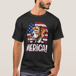 Beagle 4th Of July American Flag Dog  Men Women Us T-Shirt