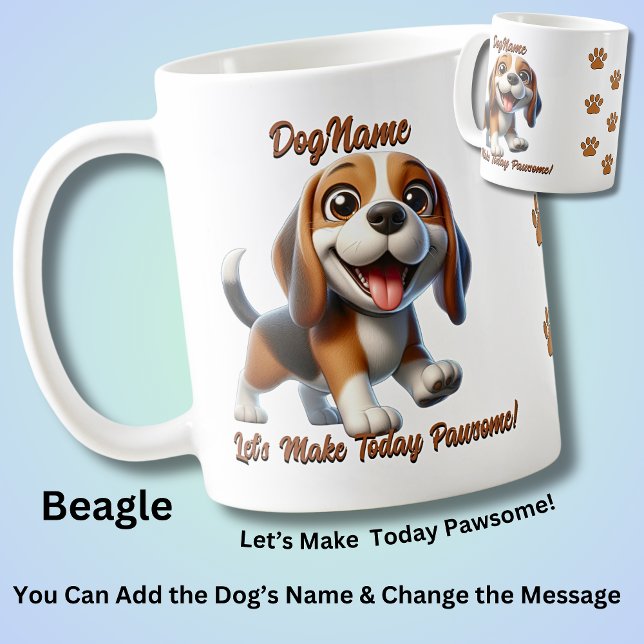 Beagle  - Add Dog's Name, Change Text Coffee Mug (Creator Uploaded)