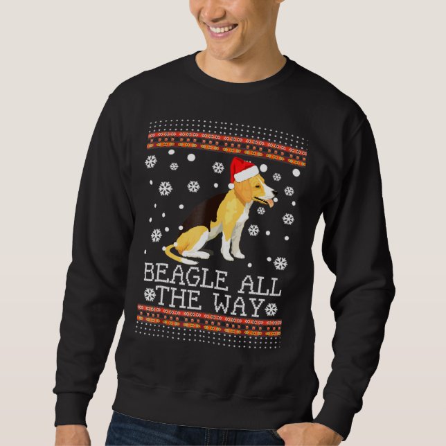Beagle All The Way Ugly Beagle Sweater Christmas (Front)