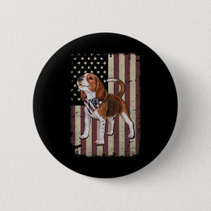 Beagle American Flag Bandanna Patriotic 4th Of Jul 6 Cm Round Badge