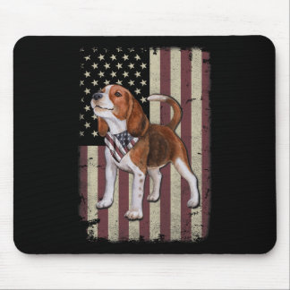 Beagle American Flag Bandanna Patriotic 4th Of Jul Mouse Pad