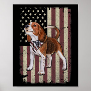 Beagle American Flag Bandanna Patriotic 4th Of Jul Poster