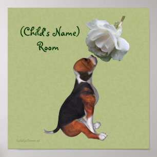 Beagle And Rose Kids Room Personalised Poster