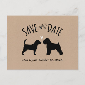 Beagle and Wheaten Wedding Save the Date Announcement Postcard