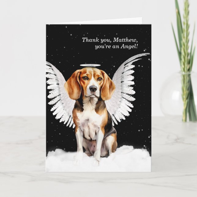 Beagle Angel Dog with Custom Front Thank You Card (Front)