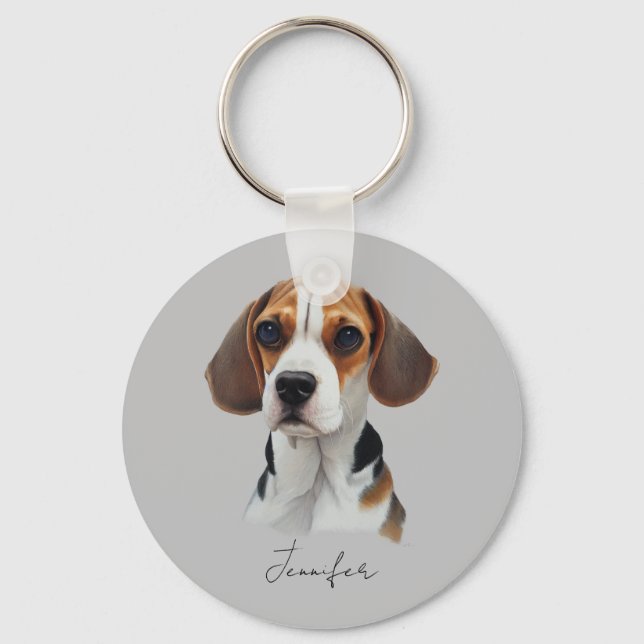 Beagle art custom key ring (Front)