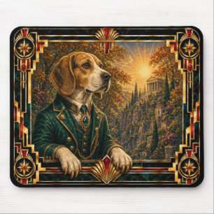 Beagle, Art Deco Dog Mouse Pad