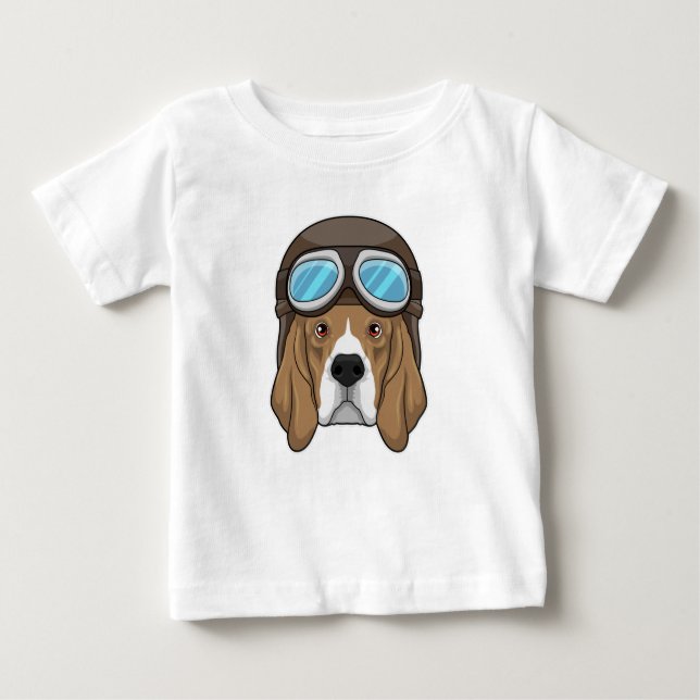 Beagle as Pilot with Pilot hat Baby T-Shirt (Front)