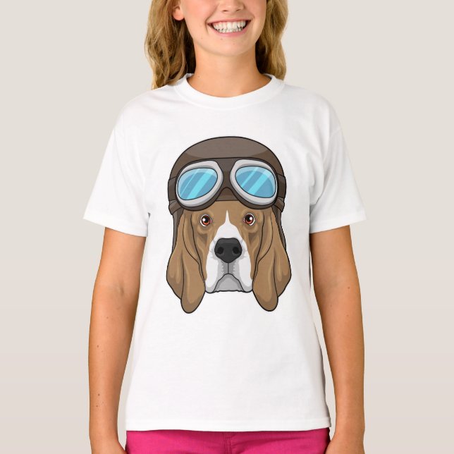 Beagle as Pilot with Pilot hat T-Shirt (Front)