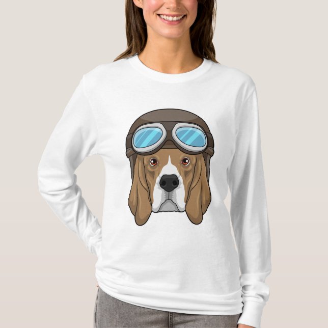 Beagle as Pilot with Pilot hat T-Shirt (Front)