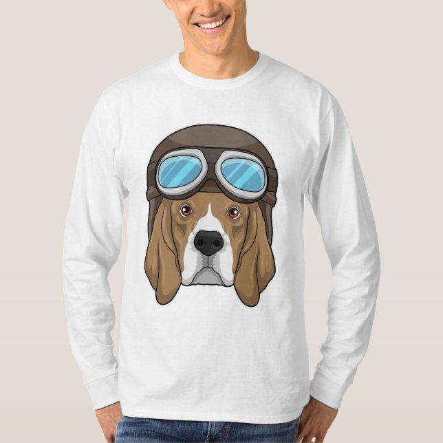 Beagle as Pilot with Pilot hat T-Shirt (Front)