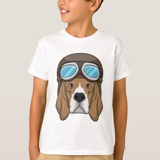 Beagle as Pilot with Pilot hat T-Shirt (Front)