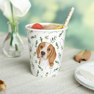 Beagle Baby Shower Watercolor Theme Paper Cups