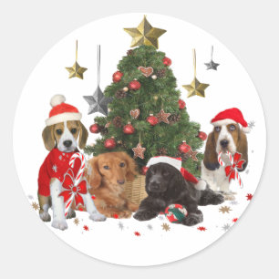 Beagle,Basset,Cocker Christmas Classic Round Sticker