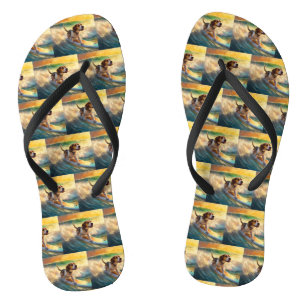 Beagle Beach Surfing Painting Jandals