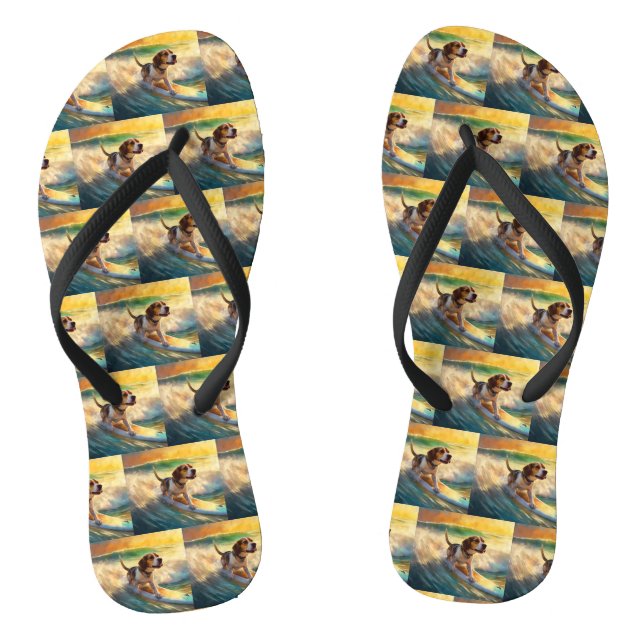 Beagle Beach Surfing Painting Jandals (Footbed)