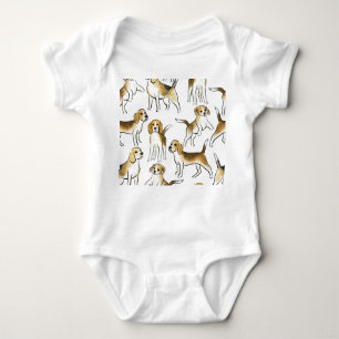 Beagle Beauty: Watercolor Dog Pattern Baby Bodysuit