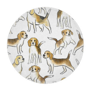 Beagle Beauty: Watercolor Dog Pattern Cutting Board