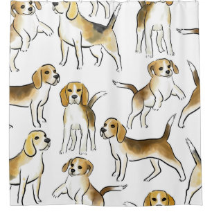Beagle Beauty: Watercolor Dog Pattern Shower Curtain