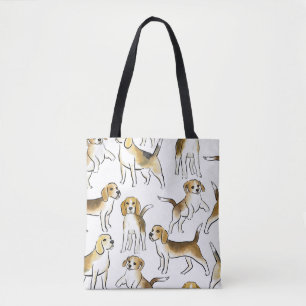 Beagle Beauty: Watercolor Dog Pattern Tote Bag