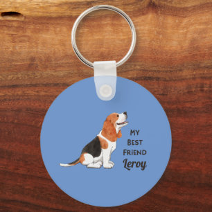 Beagle Best Friend Custom Name Address Key Ring