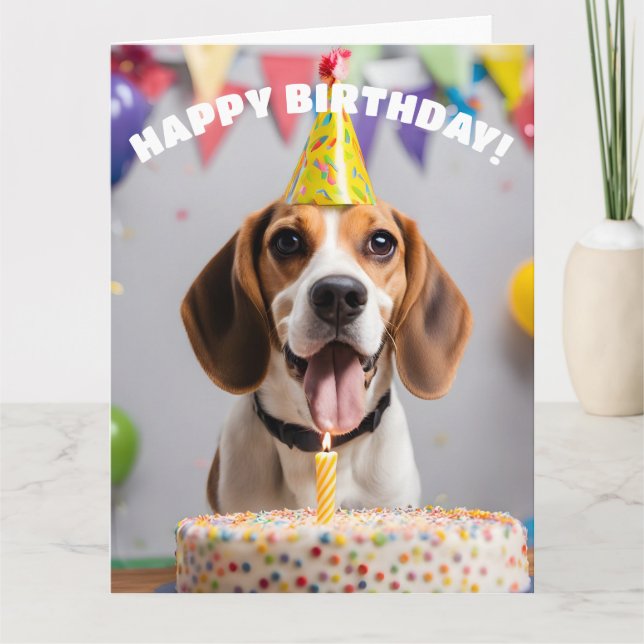 Beagle Birthday Party Card (Front)