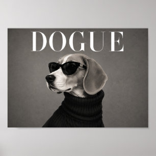 Beagle Black and White Fashion Dog Art Print
