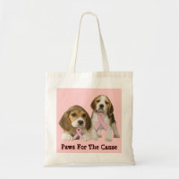 Beagle Breast Cancer Tote Bag