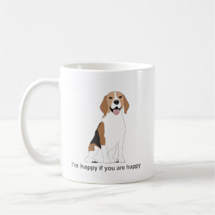 Beagle breed dog with open mouth coffee mug