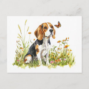 Beagle & Butterfly - Postcard