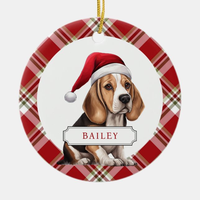 Beagle Ceramic Circle Ornament (Front)