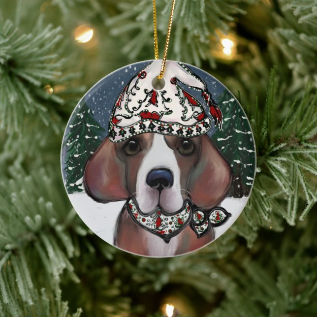 Beagle      ceramic tree decoration (Tree)