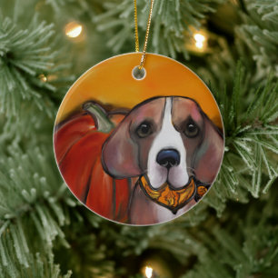 Beagle ceramic tree decoration