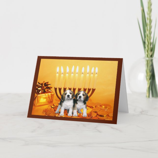 Beagle Chanukah Card Menorah2 (Front)
