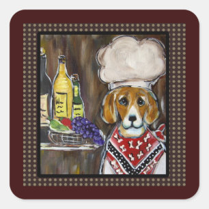 BEAGLE CHEF SQUARE STICKER