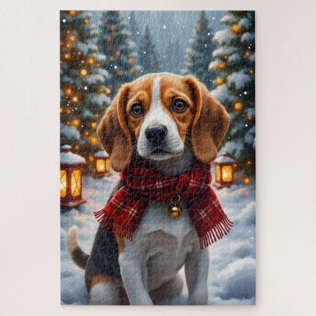 Beagle Christmas Art Jigsaw Puzzle (Vertical)