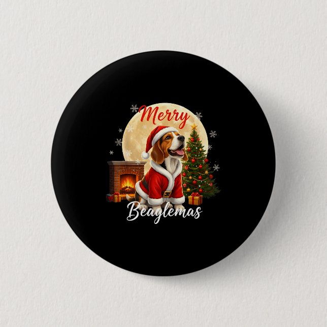 Beagle Christmas Beagle Costume Beagle Xmas Merry  6 Cm Round Badge (Front)