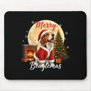 Beagle Christmas Beagle Costume Beagle Xmas Merry Mouse Pad