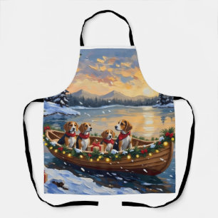 Beagle Christmas Boat Holiday Apron