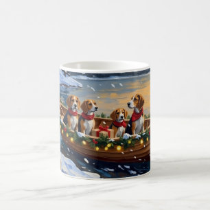 Beagle Christmas Boat Holiday Coffee Mug