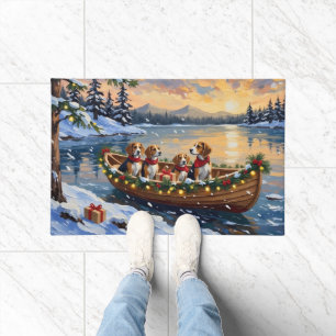 Beagle Christmas Boat Holiday Doormat