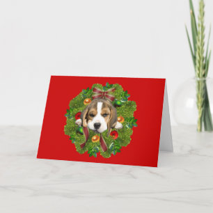 Beagle Christmas Card Wreath