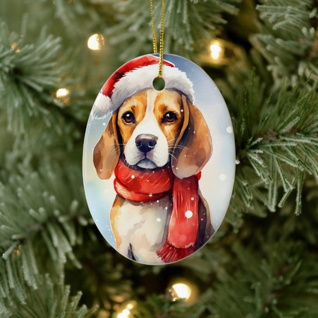Beagle Christmas Ceramic Tree Decoration (Tree)