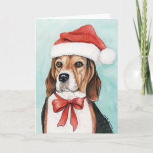 Beagle Christmas Dog Art Greeting Card
