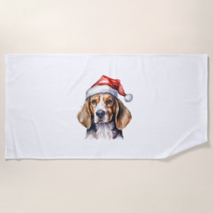 Beagle Christmas Dog Beach Towel
